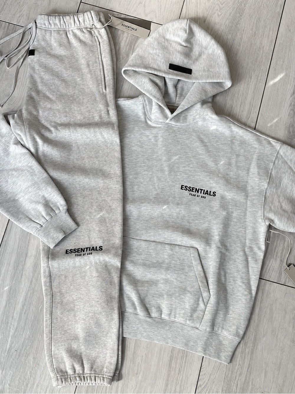 Fear of God Essentials Men's Light Gray Sweatpants & Hoodie Set